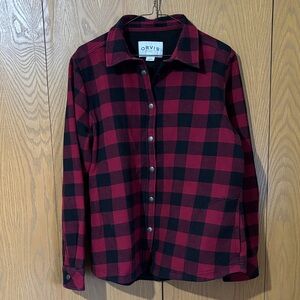 Orvis Red and Black Checkered Shirt Jacket women’s large